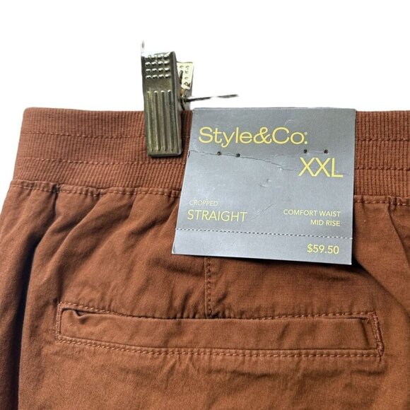 Style & Co. Embroidered Cropped Pants XXL Comfort Waist Pull On Ankle Capris - Picture 7 of 13